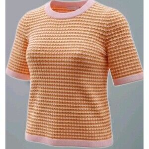 COS Coral/White French Striped SS  Sweater Sz S Chic Coquette